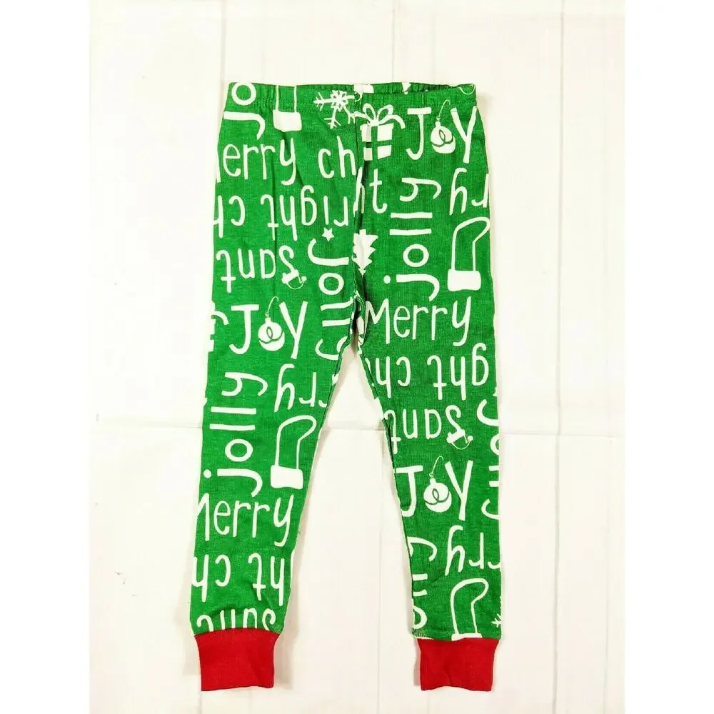 Carter's Green White & Red Holiday Words Pajamas Size 24 Months